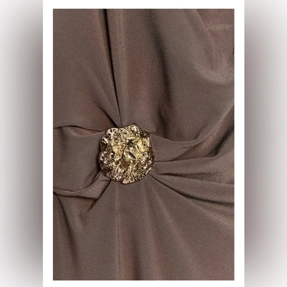 NWT Zara Elegant Brown  Dress - Picture 8 of 10